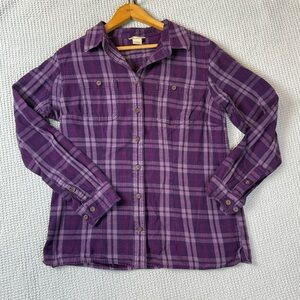 Duluth Trading Co Women’s M Eggplant Cotton Flannel Shirt Tailored Fit